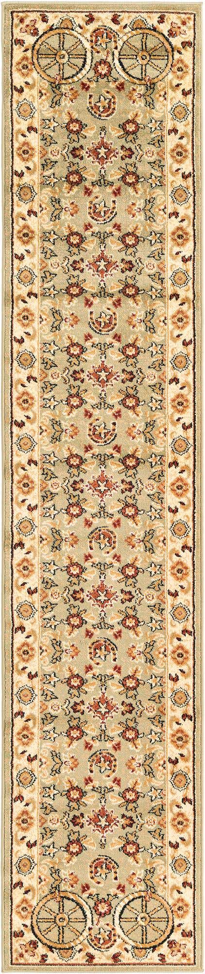 Green 2' x 10' Pioneer Runner Area Rug Classic Southwestern Motif Durable Stain Resistant Easy Clean Carpet for Traditional Interior Decor for Sale at Rug Engine