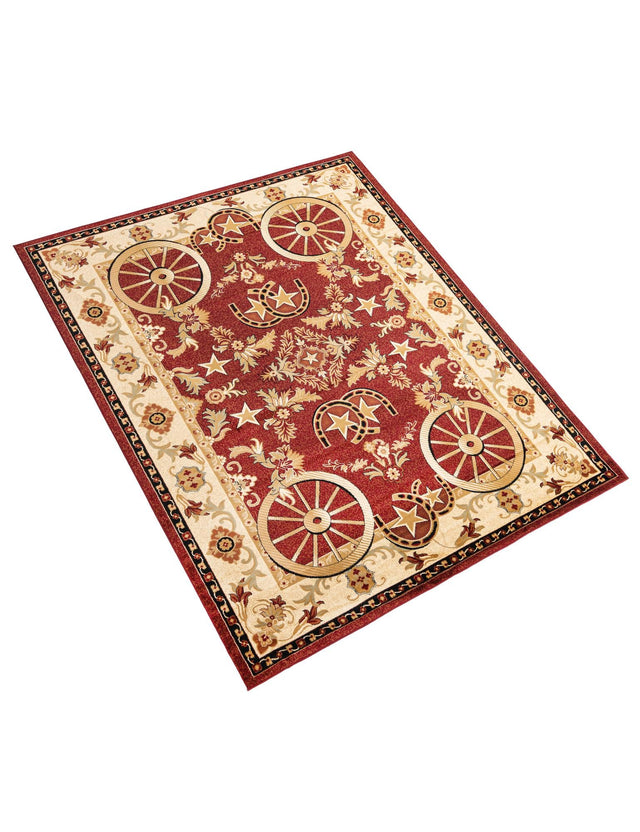 Red 9' x 12' Pioneer Rectangle Area Rug Classic Southwestern Motif Durable Stain Resistant Easy Clean Carpet for Traditional Interior Decor for Sale at Rug Engine