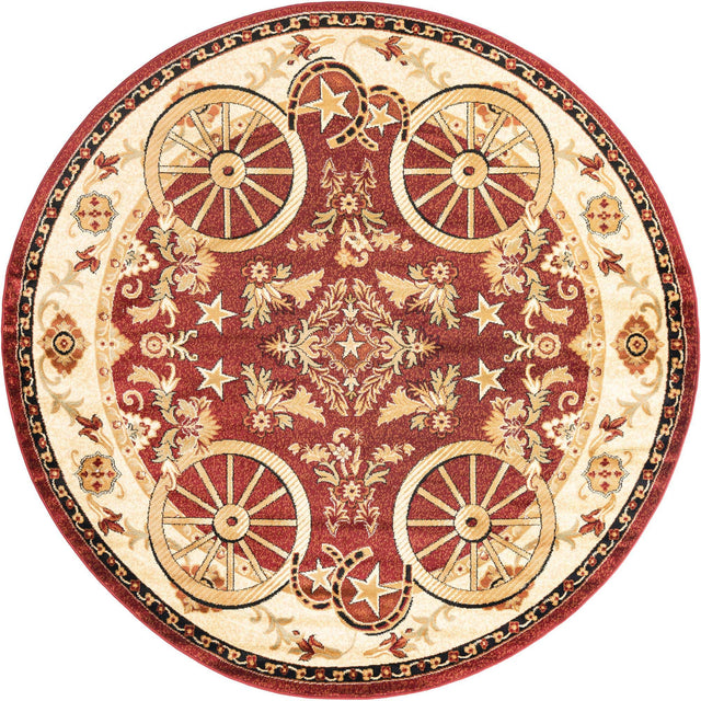 Red 7' 10 x 7' 10 Pioneer Round Area Rug