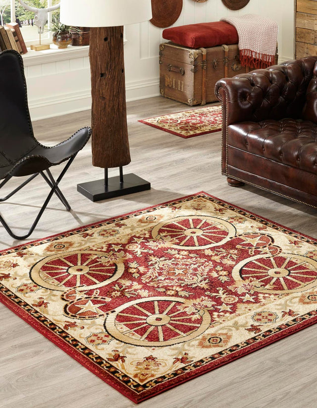 Red 5' 3 x 5' 3 Pioneer Square Area Rug