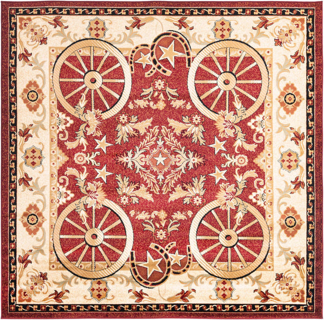 Red 7' 10 x 7' 10 Pioneer Square Area Rug