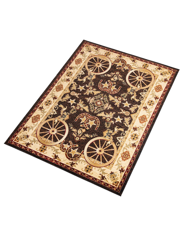 Black 9' x 12' Pioneer Rectangle Area Rug Classic Southwestern Motif Durable Stain Resistant Easy Clean Carpet for Traditional Interior Decor for Sale at Rug Engine