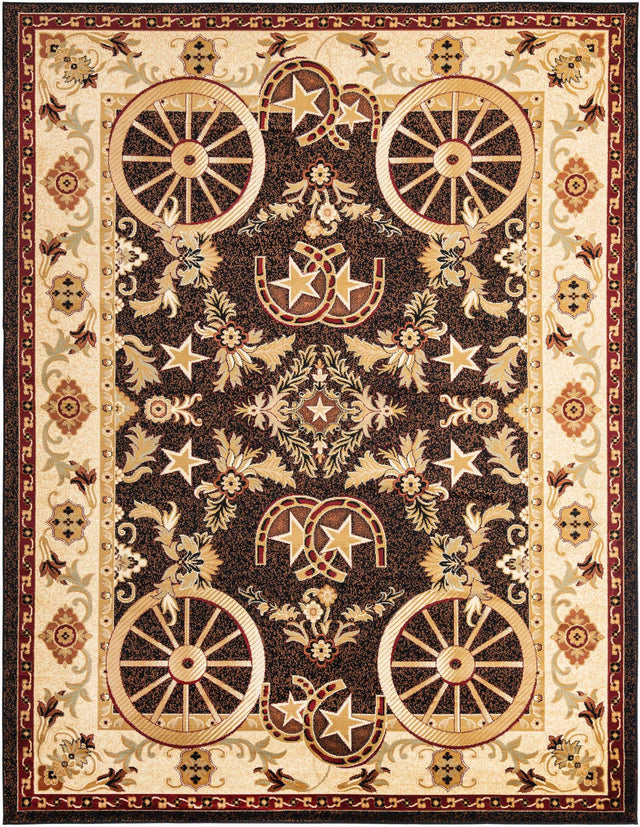 Black 9' x 12' Pioneer Rectangle Area Rug Classic Southwestern Motif Durable Stain Resistant Easy Clean Carpet for Traditional Interior Decor for Sale at Rug Engine