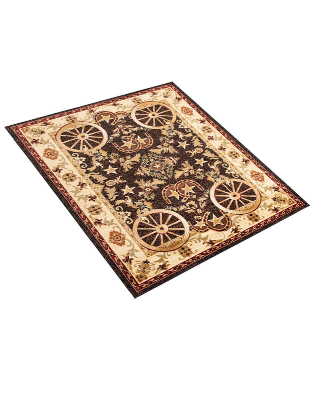 Black 7' 10 x 10' Pioneer Rectangle Area Rug Classic Southwestern Motif Durable Stain Resistant Easy Clean Carpet for Traditional Interior Decor for Sale at Rug Engine