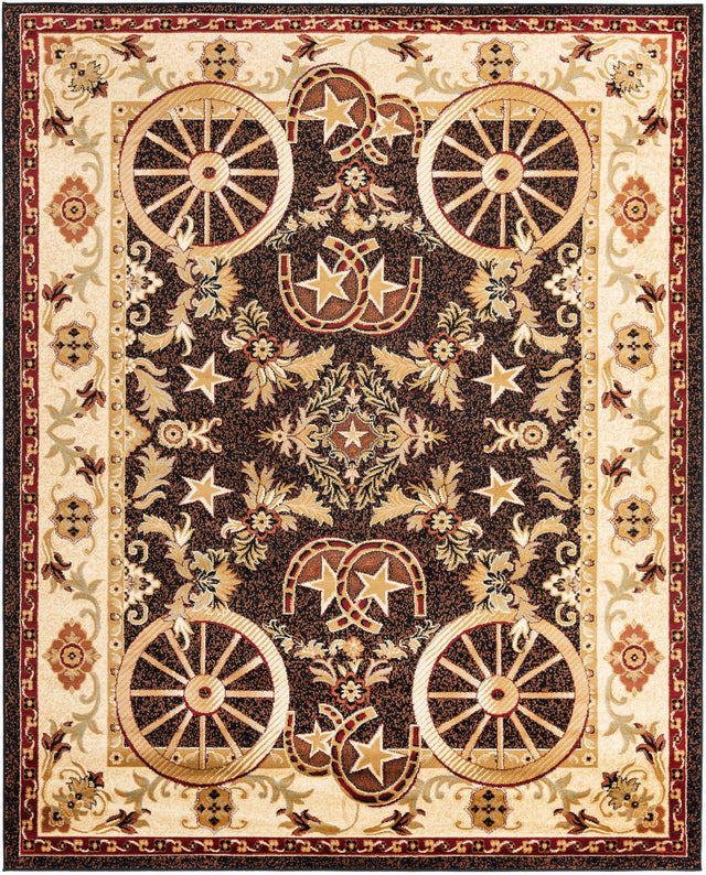 Black 7' 10 x 10' Pioneer Rectangle Area Rug Classic Southwestern Motif Durable Stain Resistant Easy Clean Carpet for Traditional Interior Decor for Sale at Rug Engine