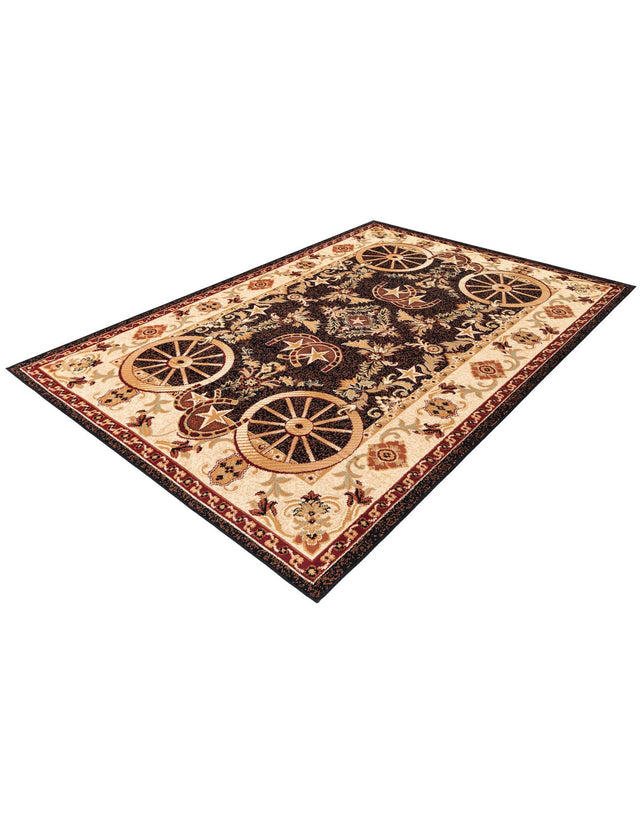 Black 6' 1 x 9' Pioneer Rectangle Area Rug Classic Southwestern Motif Durable Stain Resistant Easy Clean Carpet for Traditional Interior Decor for Sale at Rug Engine
