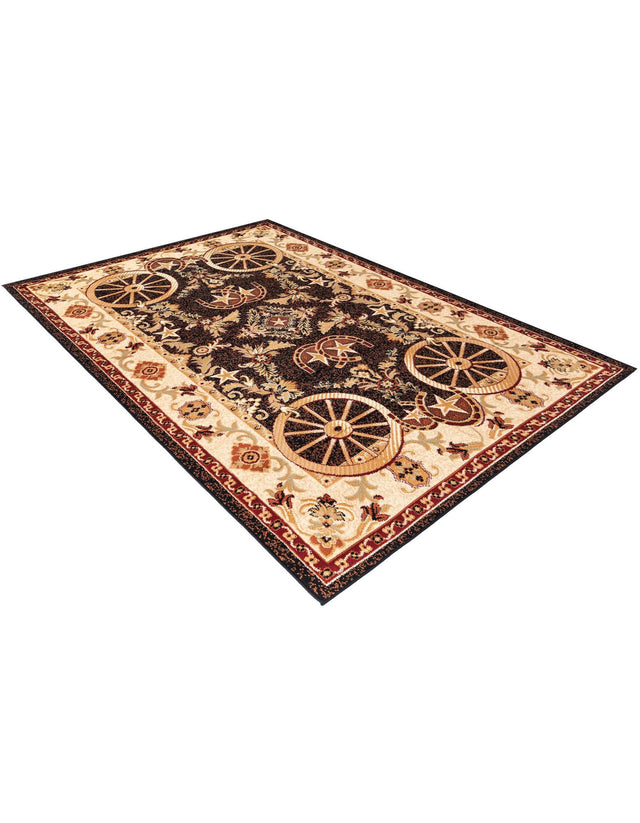 Black 6' 1 x 9' Pioneer Rectangle Area Rug Classic Southwestern Motif Durable Stain Resistant Easy Clean Carpet for Traditional Interior Decor for Sale at Rug Engine