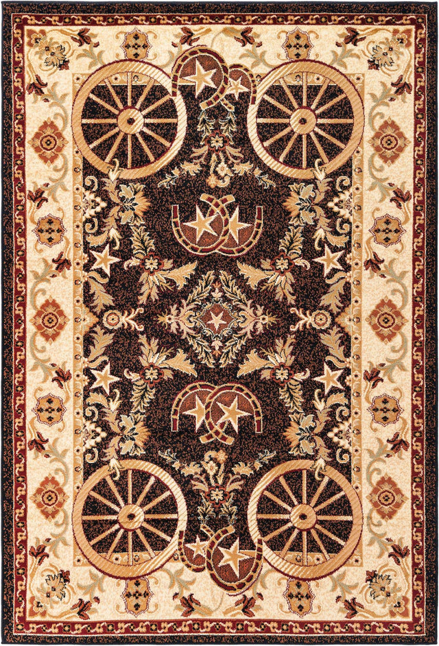 Black 6' 1 x 9' Pioneer Rectangle Area Rug Classic Southwestern Motif Durable Stain Resistant Easy Clean Carpet for Traditional Interior Decor for Sale at Rug Engine