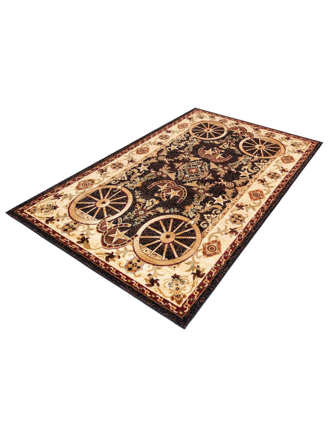 Black 5' 3 x 8' Pioneer Rectangle Area Rug Classic Southwestern Motif Durable Stain Resistant Easy Clean Carpet for Traditional Interior Decor for Sale at Rug Engine