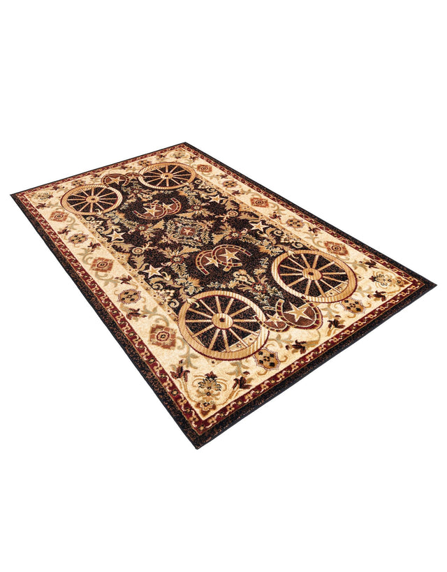 Black 5' 3 x 8' Pioneer Rectangle Area Rug Classic Southwestern Motif Durable Stain Resistant Easy Clean Carpet for Traditional Interior Decor for Sale at Rug Engine
