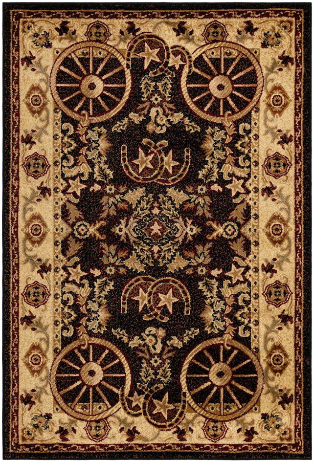 Black 4' 1 x 6' 1 Pioneer Rectangle Area Rug Classic Southwestern Motif Durable Stain Resistant Easy Clean Carpet for Traditional Interior Decor for Sale at Rug Engine