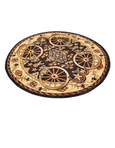 Black 5' 3 x 5' 3 Pioneer Round Area Rug