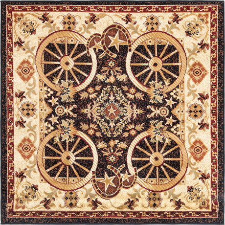 Black 5' 3 x 5' 3 Pioneer Square Area Rug