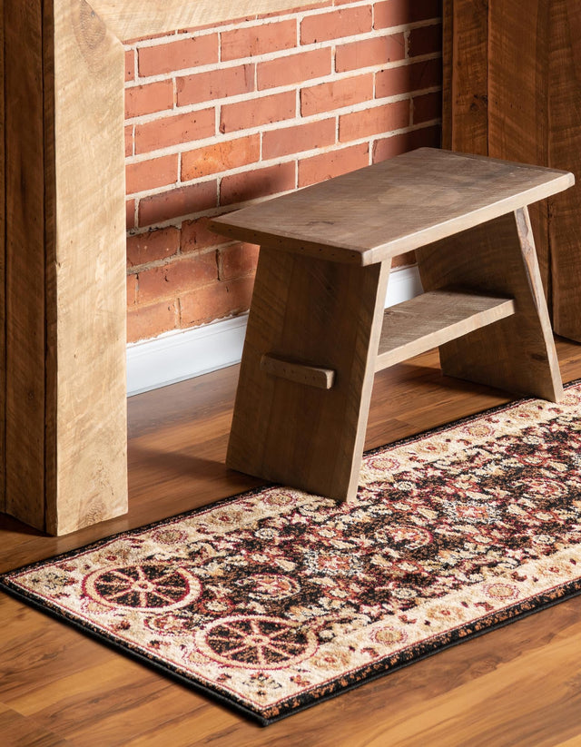 Black 2' x 8' Pioneer Runner Area Rug Classic Southwestern Motif Durable Stain Resistant Easy Clean Carpet for Traditional Interior Decor for Sale at Rug Engine