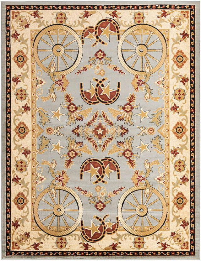 Blue 9' x 12' Pioneer Rectangle Area Rug Classic Southwestern Motif Durable Stain Resistant Easy Clean Carpet for Traditional Interior Decor for Sale at Rug Engine