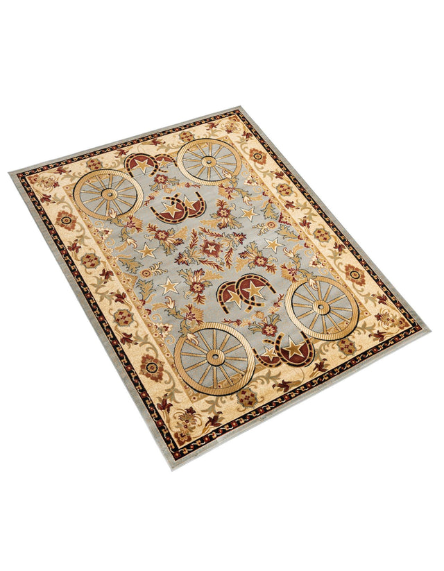 Blue 7' 10 x 10' Pioneer Rectangle Area Rug Classic Southwestern Motif Durable Stain Resistant Easy Clean Carpet for Traditional Interior Decor for Sale at Rug Engine