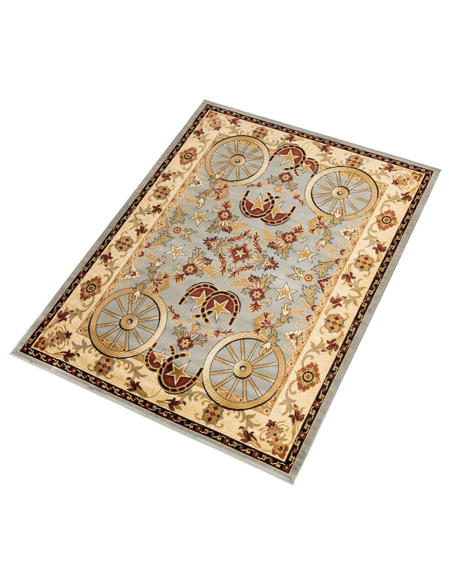 Blue 7' 10 x 10' Pioneer Rectangle Area Rug Classic Southwestern Motif Durable Stain Resistant Easy Clean Carpet for Traditional Interior Decor for Sale at Rug Engine