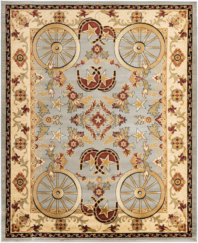 Blue 7' 10 x 10' Pioneer Rectangle Area Rug Classic Southwestern Motif Durable Stain Resistant Easy Clean Carpet for Traditional Interior Decor for Sale at Rug Engine