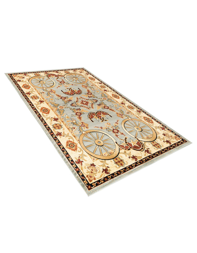 Blue 6' 1 x 9' Pioneer Rectangle Area Rug Classic Southwestern Motif Durable Stain Resistant Easy Clean Carpet for Traditional Interior Decor for Sale at Rug Engine