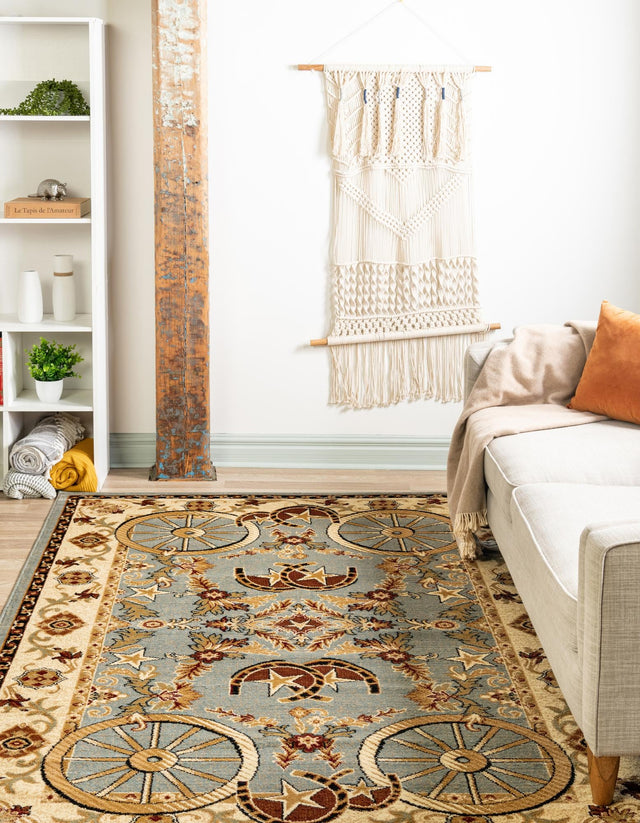 Blue 10' x 14' 1 Pioneer Rectangle Area Rug Classic Southwestern Motif Durable Stain Resistant Easy Clean Carpet for Traditional Interior Decor for Sale at Rug Engine