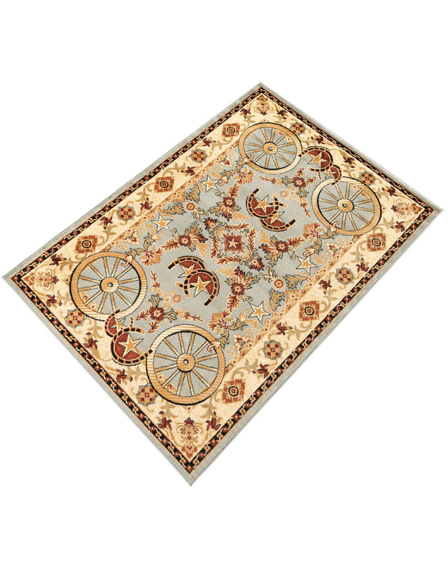 Blue 5' 3 x 8' Pioneer Rectangle Area Rug Classic Southwestern Motif Durable Stain Resistant Easy Clean Carpet for Traditional Interior Decor for Sale at Rug Engine
