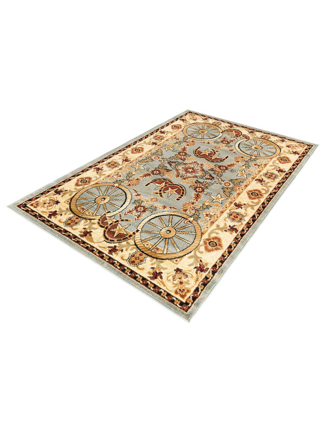 Blue 4' 1 x 6' 1 Pioneer Rectangle Area Rug Classic Southwestern Motif Durable Stain Resistant Easy Clean Carpet for Traditional Interior Decor for Sale at Rug Engine