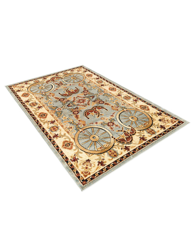 Blue 4' 1 x 6' 1 Pioneer Rectangle Area Rug Classic Southwestern Motif Durable Stain Resistant Easy Clean Carpet for Traditional Interior Decor for Sale at Rug Engine