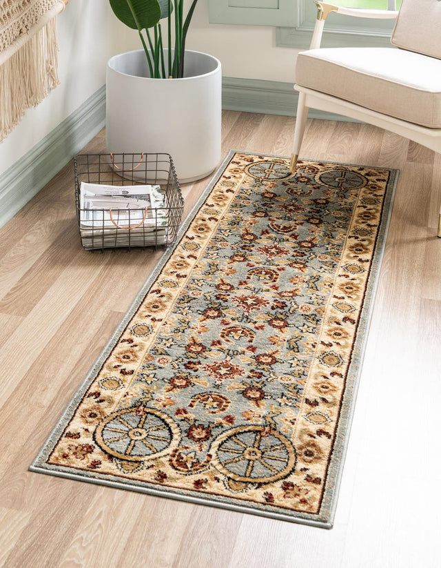 Blue 2' x 8' Pioneer Runner Area Rug Classic Southwestern Motif Durable Stain Resistant Easy Clean Carpet for Traditional Interior Decor for Sale at Rug Engine