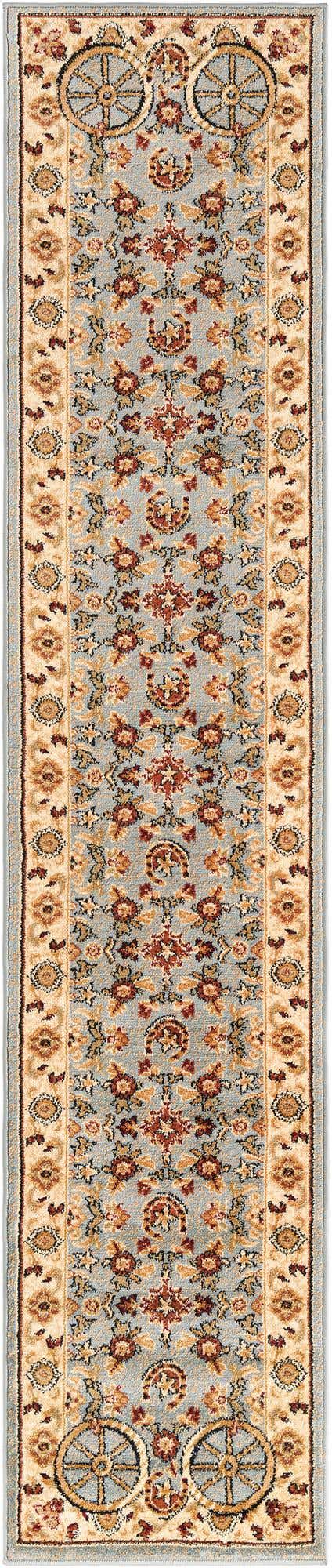Blue 2' x 10' Pioneer Runner Area Rug Classic Southwestern Motif Durable Stain Resistant Easy Clean Carpet for Traditional Interior Decor for Sale at Rug Engine
