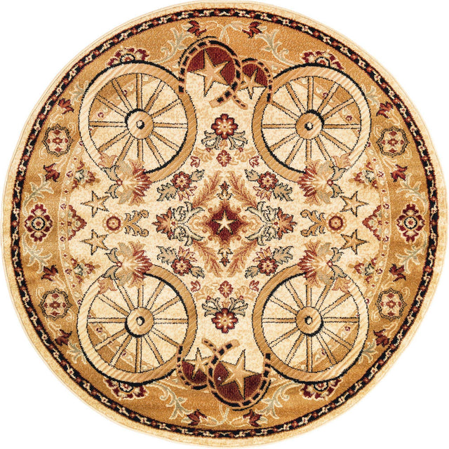 Ivory 7' 10 x 7' 10 Pioneer Round Area Rug