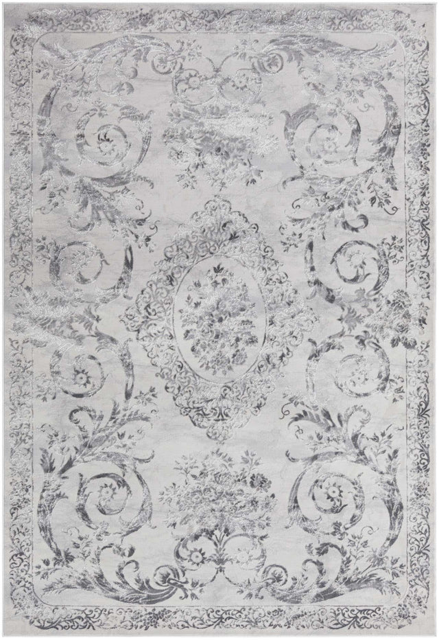 Gray 6' x 9' Finsbury Rectangle Area Rug 60% Polypropylene & 40% Polyester Contemporary Carpet for Living Rooms, Dining, Offices for Sale at Rug Engine