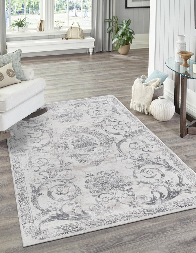 Gray 4' x 6' Finsbury Rectangle Area Rug 60% Polypropylene & 40% Polyester Contemporary Carpet for Living Rooms, Dining, Offices for Sale at Rug Engine