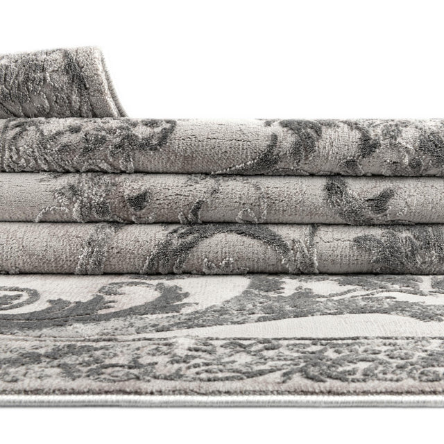 Gray 9' x 12' Finsbury Rectangle Area Rug 60% Polypropylene & 40% Polyester Contemporary Carpet for Living Rooms, Dining, Offices for Sale at Rug Engine
