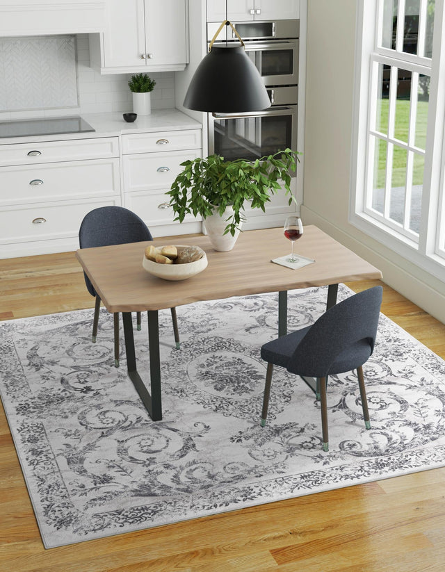 Gray 7' 10 x 7' 10 Finsbury Square Area Rug 60% Polypropylene & 40% Polyester Contemporary Carpet for Living Rooms, Dining, Offices for Sale at Rug Engine
