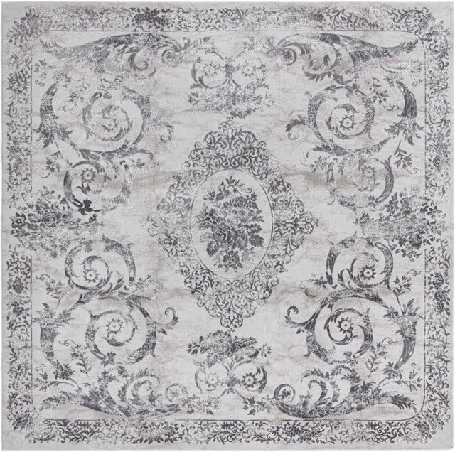 Gray 7' 10 x 7' 10 Finsbury Square Area Rug 60% Polypropylene & 40% Polyester Contemporary Carpet for Living Rooms, Dining, Offices for Sale at Rug Engine