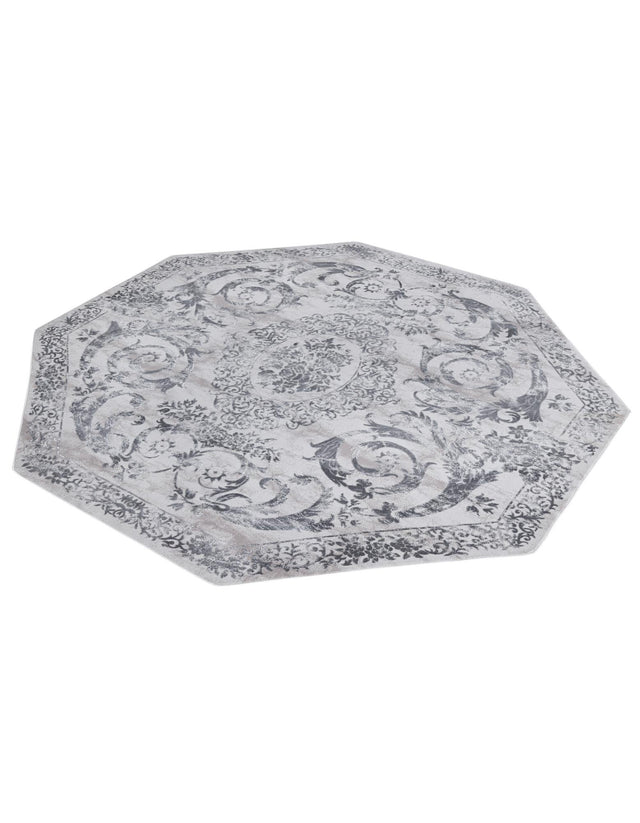 Gray 7' 10 x 7' 10 Finsbury Octagon Area Rug 60% Polypropylene & 40% Polyester Contemporary Carpet for Living Rooms, Dining, Offices for Sale at Rug Engine