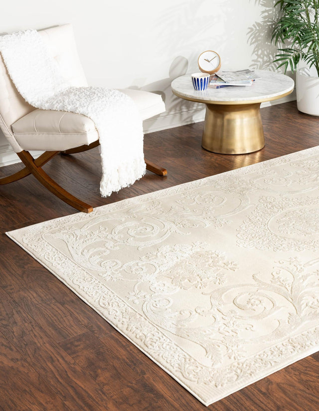 Ivory 5' 1 x 7' 1 Finsbury Rectangle Area Rug 60% Polypropylene & 40% Polyester Contemporary Carpet for Living Rooms, Dining, Offices for Sale at Rug Engine
