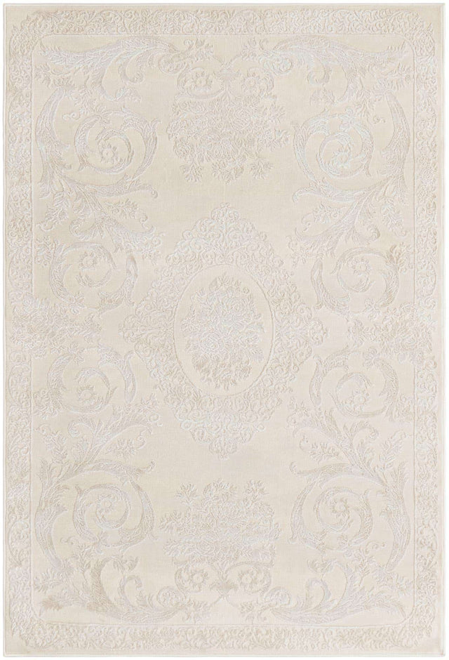 Ivory 4' x 6' Finsbury Rectangle Area Rug 60% Polypropylene & 40% Polyester Contemporary Carpet for Living Rooms, Dining, Offices for Sale at Rug Engine