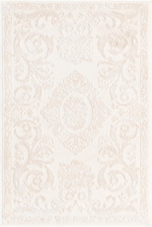 Ivory 2' x 3' Finsbury Rectangle Area Rug 60% Polypropylene & 40% Polyester Contemporary Carpet for Living Rooms, Dining, Offices for Sale at Rug Engine