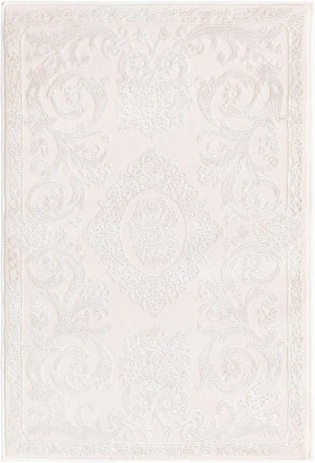 Ivory 2' x 3' Finsbury Rectangle Area Rug 60% Polypropylene & 40% Polyester Contemporary Carpet for Living Rooms, Dining, Offices for Sale at Rug Engine