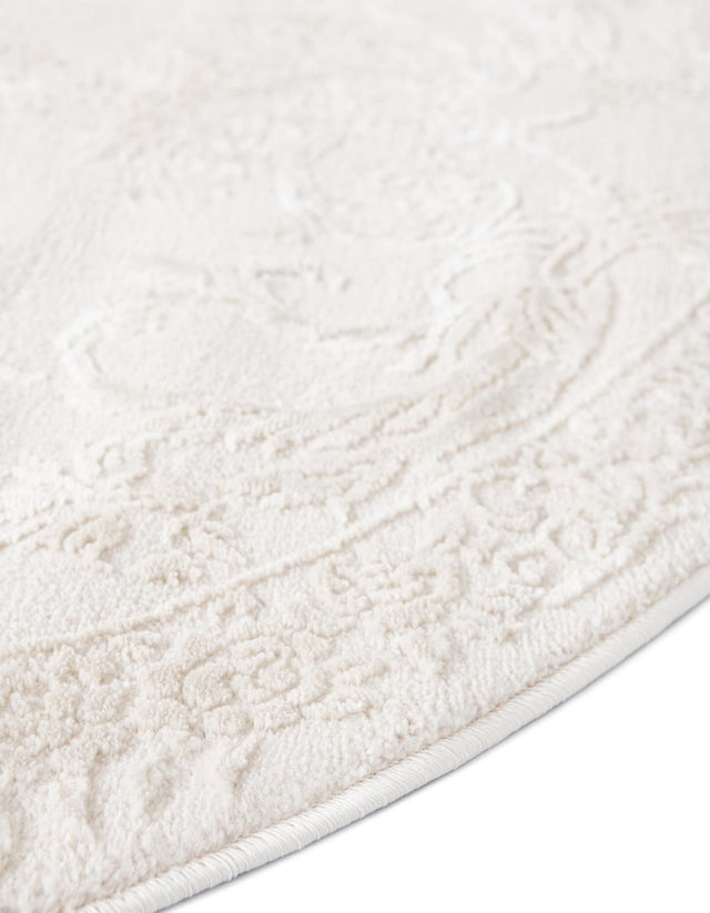 Ivory 3' 3 x 5' 3 Finsbury Oval Area Rug 60% Polypropylene & 40% Polyester Contemporary Carpet for Living Rooms, Dining, Offices for Sale at Rug Engine