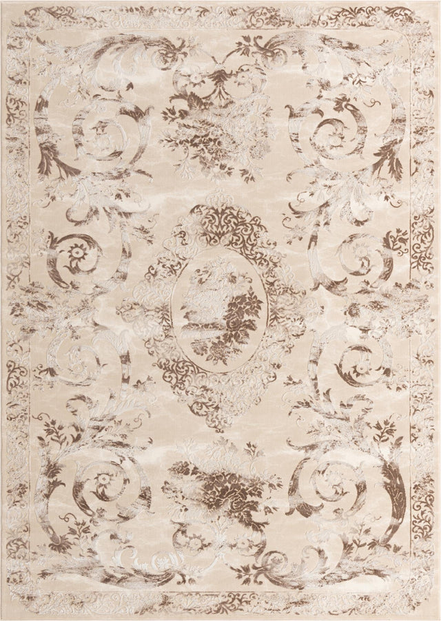 Beige 7' x 10' Finsbury Rectangle Area Rug 60% Polypropylene & 40% Polyester Contemporary Carpet for Living Rooms, Dining, Offices for Sale at Rug Engine