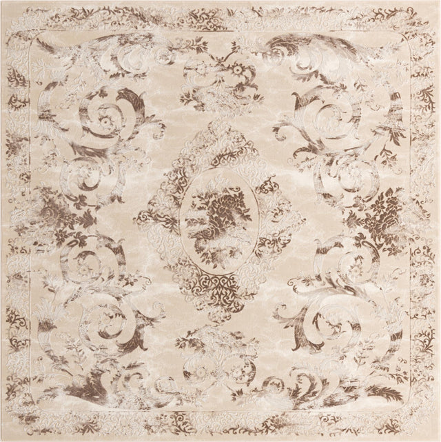 Beige 7' 10 x 7' 10 Finsbury Square Area Rug 60% Polypropylene & 40% Polyester Contemporary Carpet for Living Rooms, Dining, Offices for Sale at Rug Engine