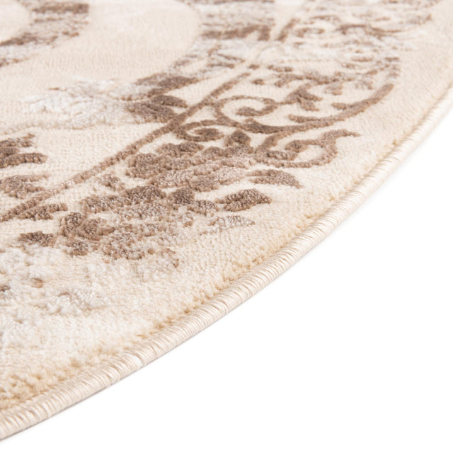 Beige 5' 3 x 8' Finsbury Oval Area Rug 60% Polypropylene & 40% Polyester Contemporary Carpet for Living Rooms, Dining, Offices for Sale at Rug Engine