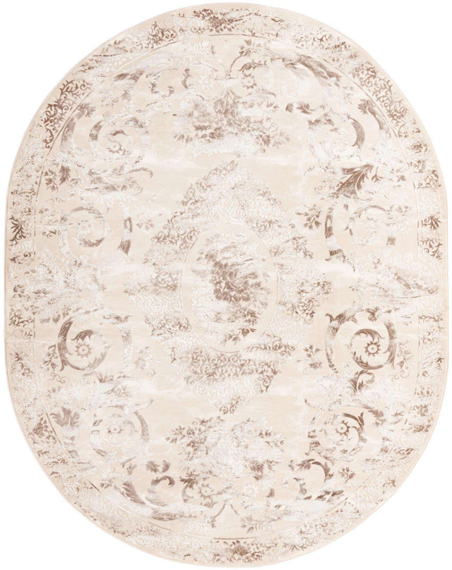 Beige 7' 10 x 10' Finsbury Oval Area Rug 60% Polypropylene & 40% Polyester Contemporary Carpet for Living Rooms, Dining, Offices for Sale at Rug Engine