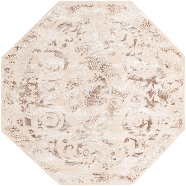 Beige 7' 10 x 7' 10 Finsbury Octagon Area Rug 60% Polypropylene & 40% Polyester Contemporary Carpet for Living Rooms, Dining, Offices for Sale at Rug Engine