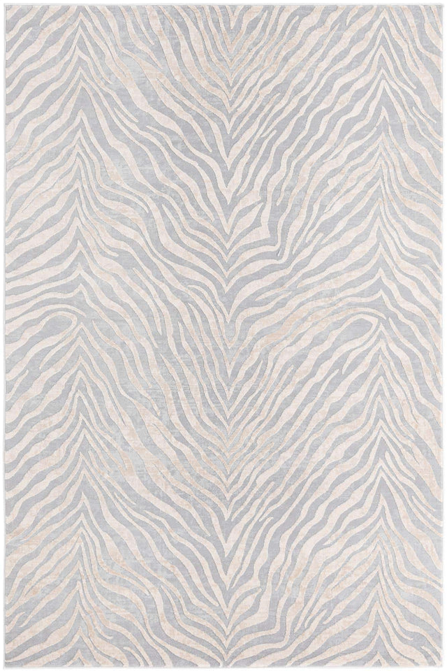 Gray and Ivory 5' 3 x 8' Finsbury Rectangle Area Rug 60% Polypropylene & 40% Polyester Contemporary Carpet for Living Rooms, Dining, Offices for Sale at Rug Engine