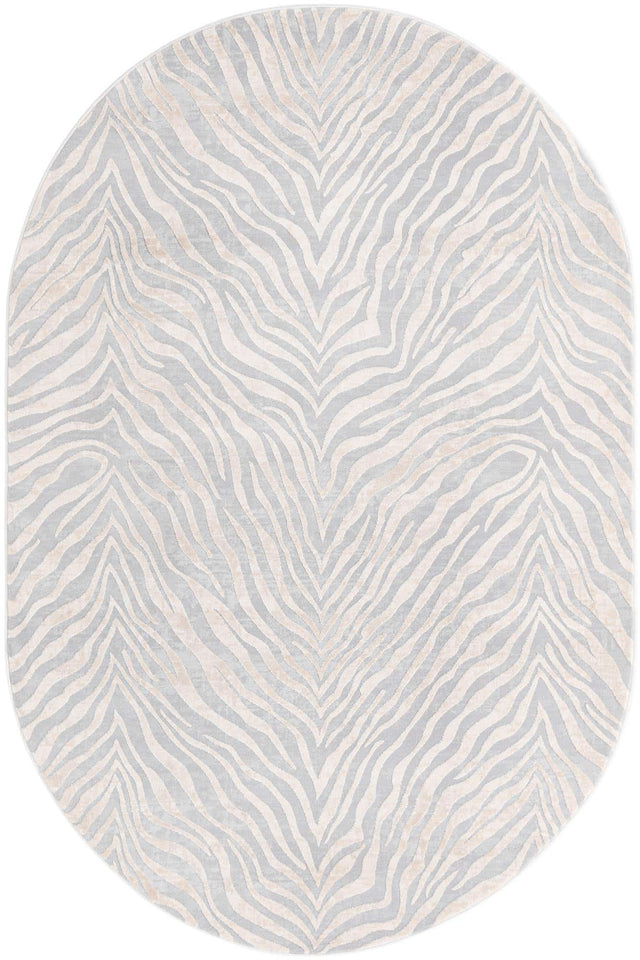 Gray and Ivory 5' 3 x 8' Finsbury Oval Area Rug 60% Polypropylene & 40% Polyester Contemporary Carpet for Living Rooms, Dining, Offices for Sale at Rug Engine
