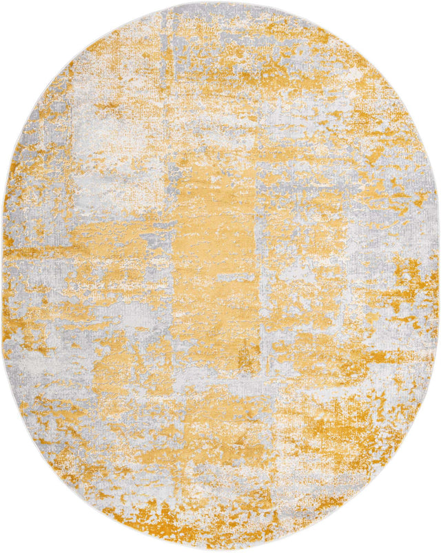 Yellow 7' 10 x 10' Finsbury Oval Area Rug 60% Polypropylene & 40% Polyester Contemporary Carpet for Living Rooms, Dining, Offices for Sale at Rug Engine