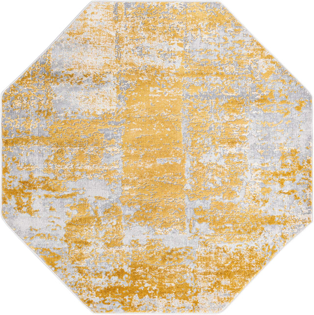 Yellow 5' 3 x 5' 3 Finsbury Octagon Area Rug 60% Polypropylene & 40% Polyester Contemporary Carpet for Living Rooms, Dining, Offices for Sale at Rug Engine